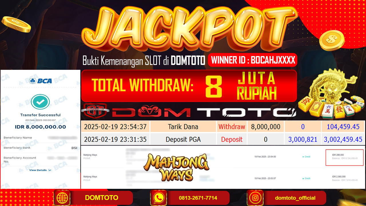JACKPOT SLOT MAHJONG WAYS 20 FEBRUARI 2025